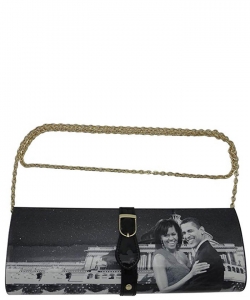 Michelle With Barack Obama Style Buckle Clutch Wallet 28PS2322  black